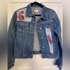 Zebra Jeans denim jacket with rose embellishments